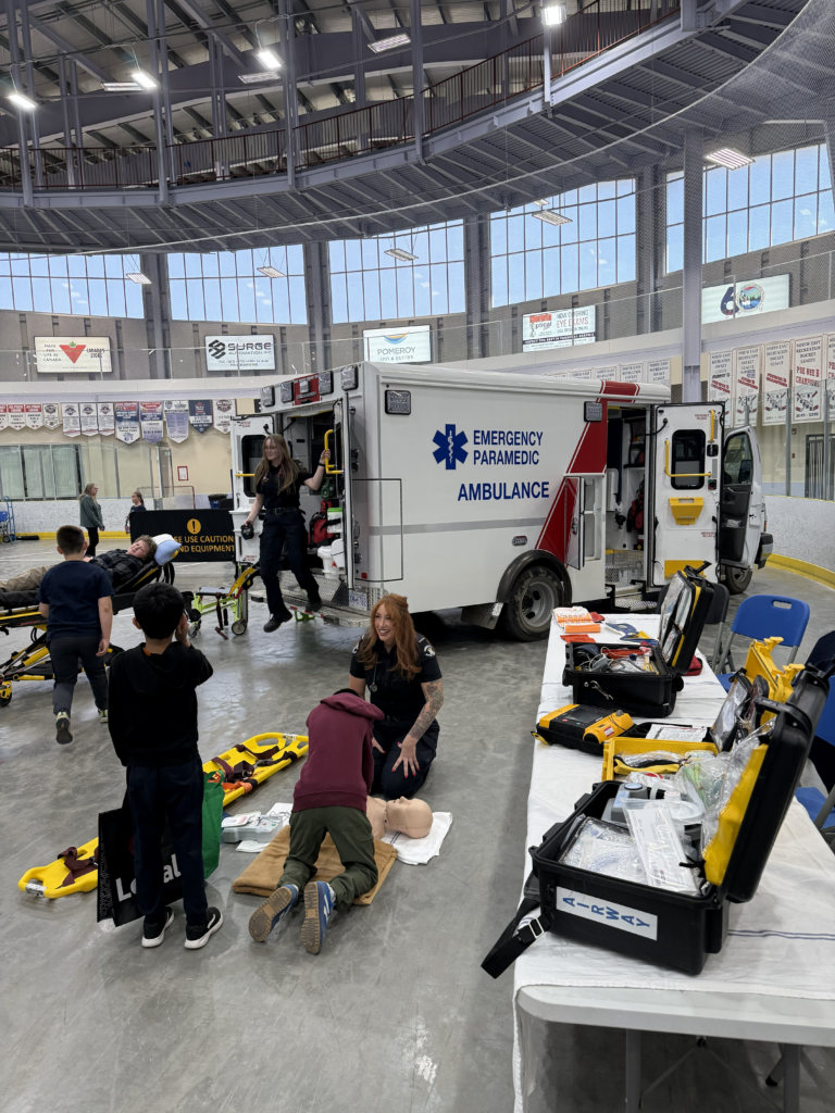 Students explore career opporuntities with the BC Ambulance Service at Xplorefest 2026